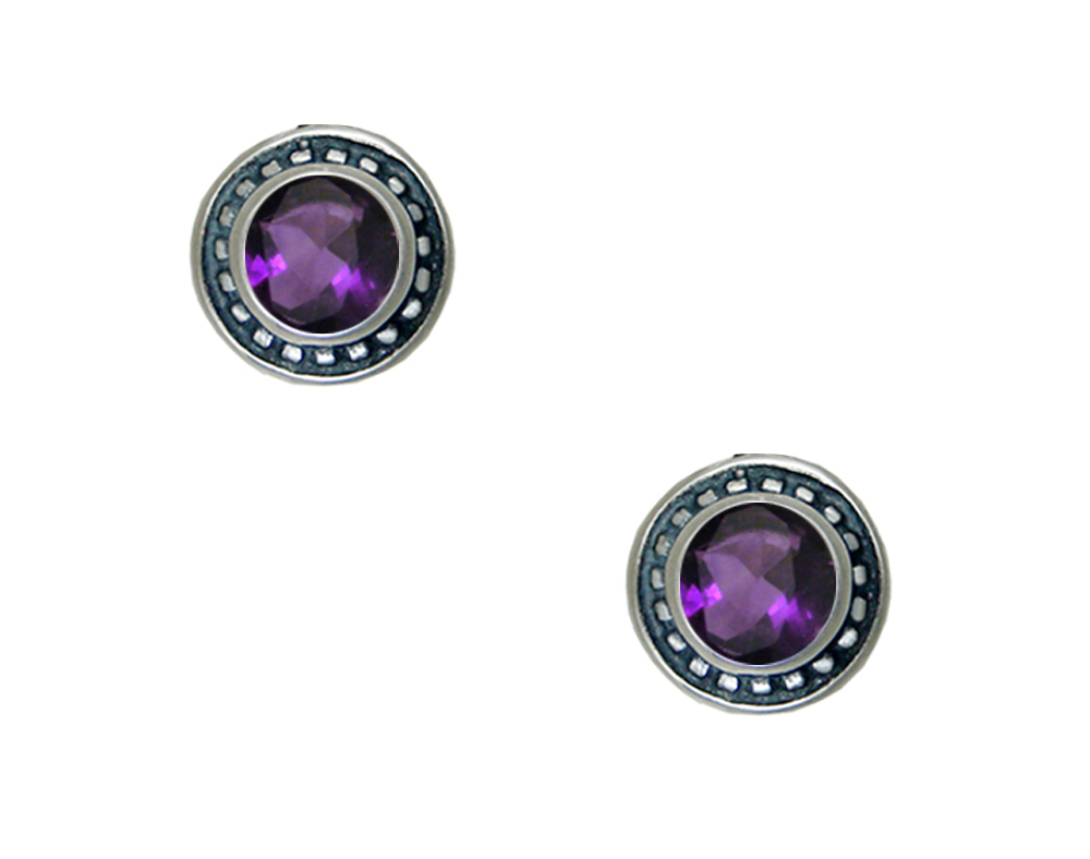 Sterling Silver Petite Amethyst Post Stud Earrings